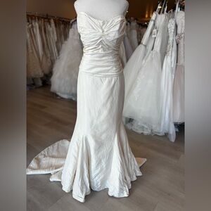 Marissa Strapless Ivory Fit & Flare Wedding Dress with Ruched Bodice and Train